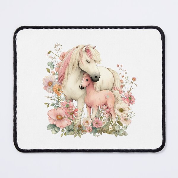 Item preview, Mare & Foal in Florals – Whimsical Gentle Horse Illustration designed and sold by Saxon Designs.