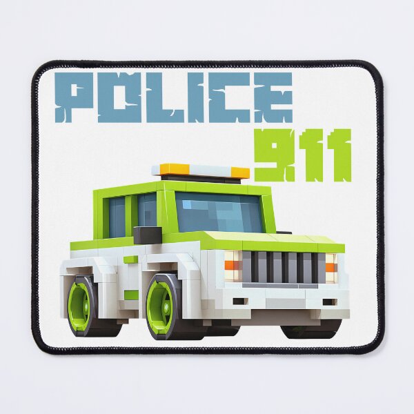 Item preview, Police 911 Lego Truck - Cute Blocky Emergency Vehicle Art Print designed and sold by DesignArtist.ia.