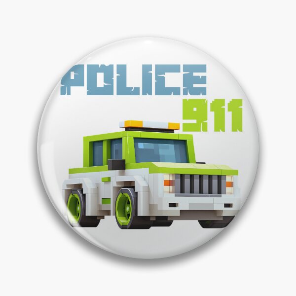 Item preview, Police 911 Lego Truck - Cute Blocky Emergency Vehicle Art Print designed and sold by DesignArtist.ia.