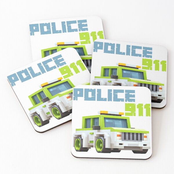 Item preview, Police 911 Lego Truck - Cute Blocky Emergency Vehicle Art Print designed and sold by DesignArtist.ia.