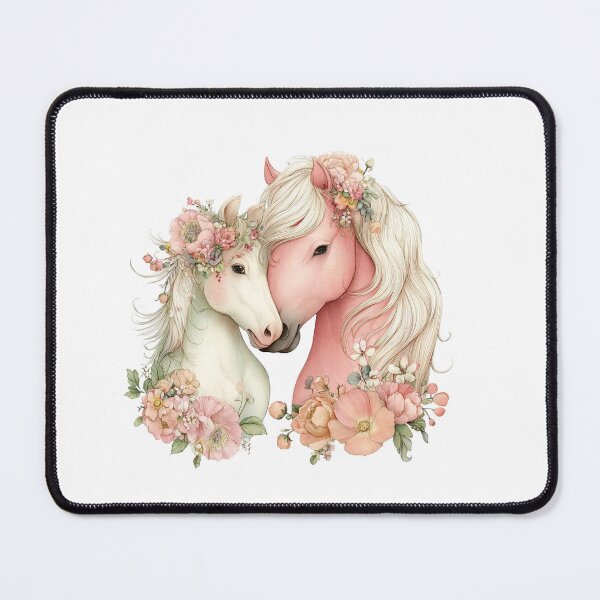 Item preview, Two Horses With Floral Crowns – Whimsical Romantic Horse Illustration designed and sold by Saxon Designs.