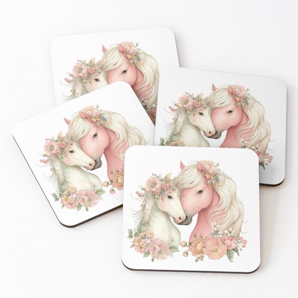 Item preview, Two Horses With Floral Crowns – Whimsical Romantic Horse Illustration designed and sold by Saxon Designs.