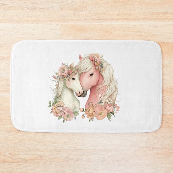 Item preview, Two Horses With Floral Crowns – Whimsical Romantic Horse Illustration designed and sold by Saxon Designs.