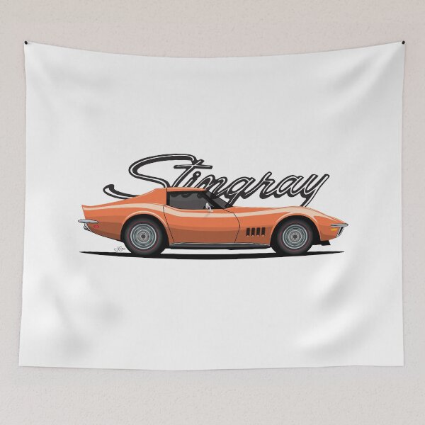 Item preview, C3 Orange Corvette illustration designed and sold by blackdogshop.