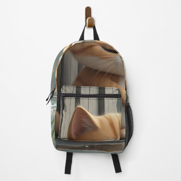 Item preview, A small sad cat sitting alone against a wooden fence in the rain designed and sold by DforDesignz.