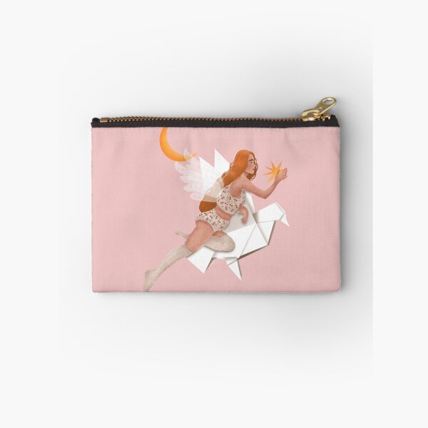 Item preview, A tender, dreamy illustration of a red-haired woman flying on an origami paper bird designed and sold by Grin Katalina Floral Patterns & Cozy Art.