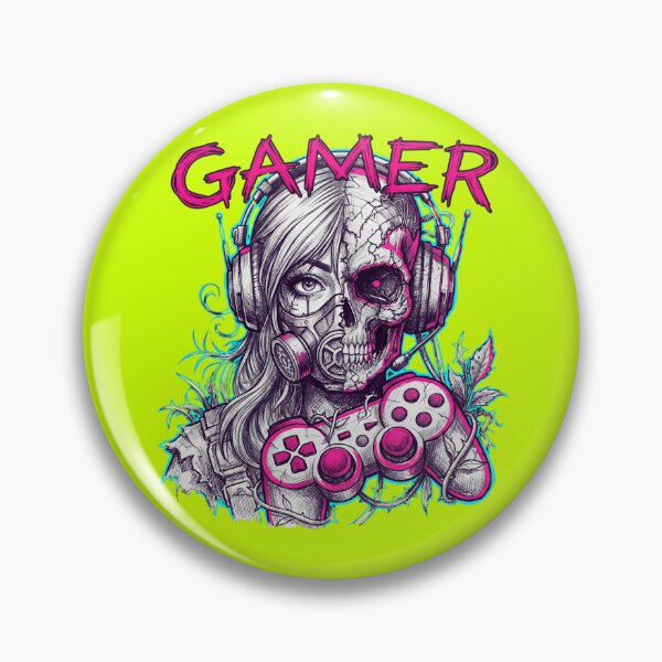 Item preview, Cyberpunk Gamer Girl Neon Grunge Half Skull 2026 designed and sold by MarCinu Art.