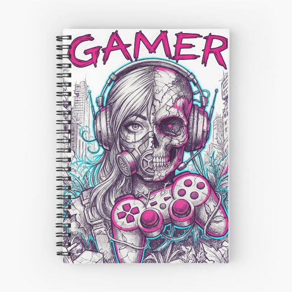 Item preview, Cyberpunk Gamer Girl Neon Grunge Half Skull 2026 designed and sold by MarCinu Art.