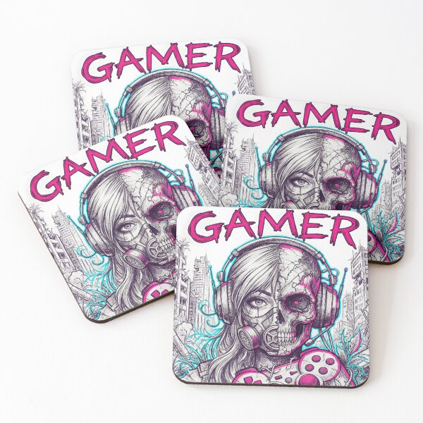 Item preview, Cyberpunk Gamer Girl Neon Grunge Half Skull 2026 designed and sold by MarCinu Art.