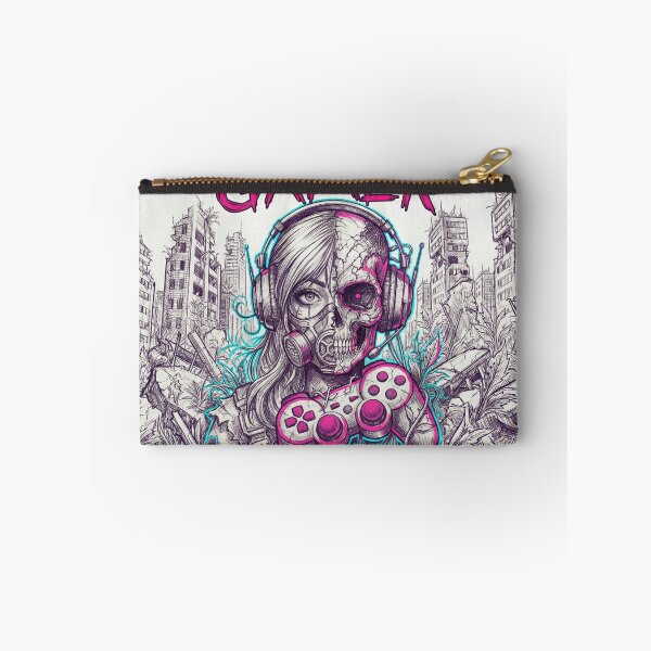 Item preview, Cyberpunk Gamer Girl Neon Grunge Half Skull 2026 designed and sold by MarCinu Art.