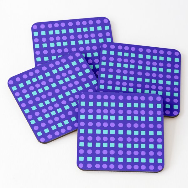 Item preview, Turquoise Rounded Squares and Purple Octagons on Dark Blue background pattern designed and sold by fev-rocks.