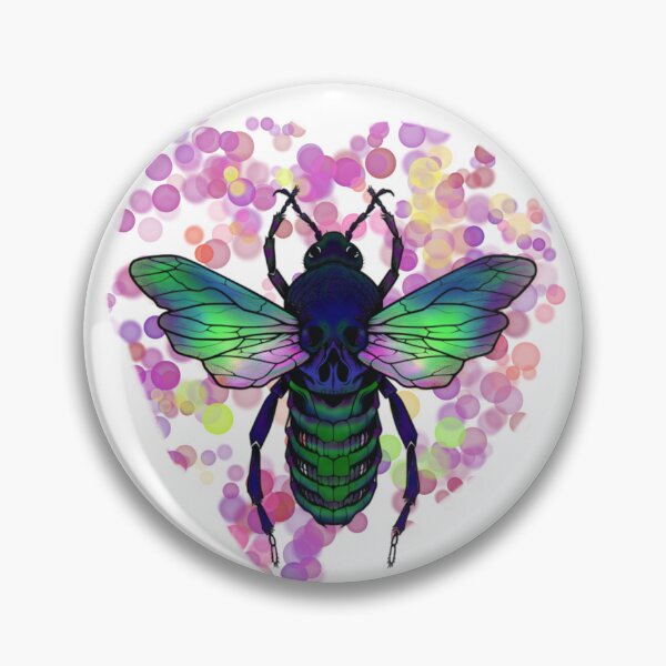 Item preview, Neon Necro-Bee: Iridescent Skull Insect Art designed and sold by BunnyFogCo.