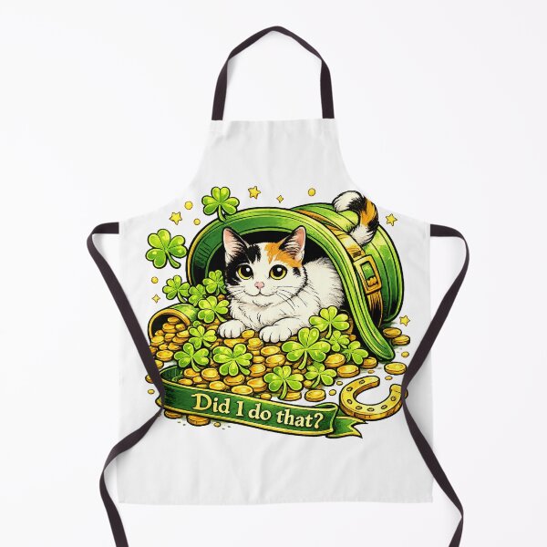 Item preview, Funny St. Patrick’s Day Cat Design, Japanese Bobtail in Leprechaun Hat With Shamrocks and Gold Coins, “Did I do that?” Ribbon, Cute Irish Lucky Cat Gift designed and sold by TerScott.