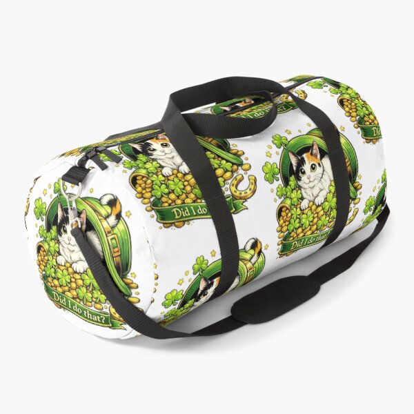 Item preview, Funny St. Patrick’s Day Cat Design, Japanese Bobtail in Leprechaun Hat With Shamrocks and Gold Coins, “Did I do that?” Ribbon, Cute Irish Lucky Cat Gift designed and sold by TerScott.