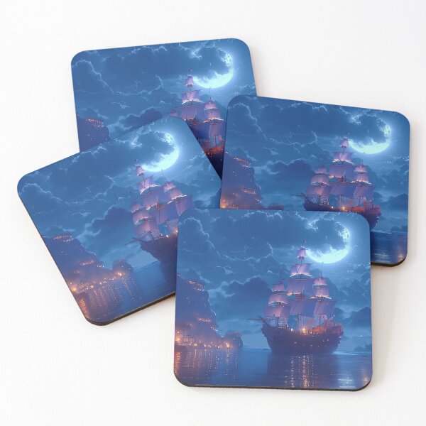 Item preview, Splendid Ship in a night lagoon designed and sold by MorningFive.