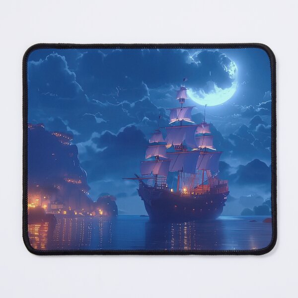 Item preview, Splendid Ship in a night lagoon designed and sold by MorningFive.