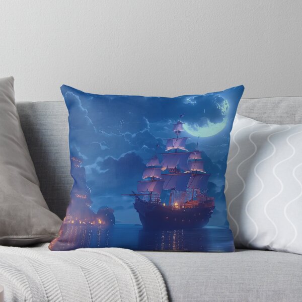 Item preview, Splendid Ship in a night lagoon designed and sold by MorningFive.