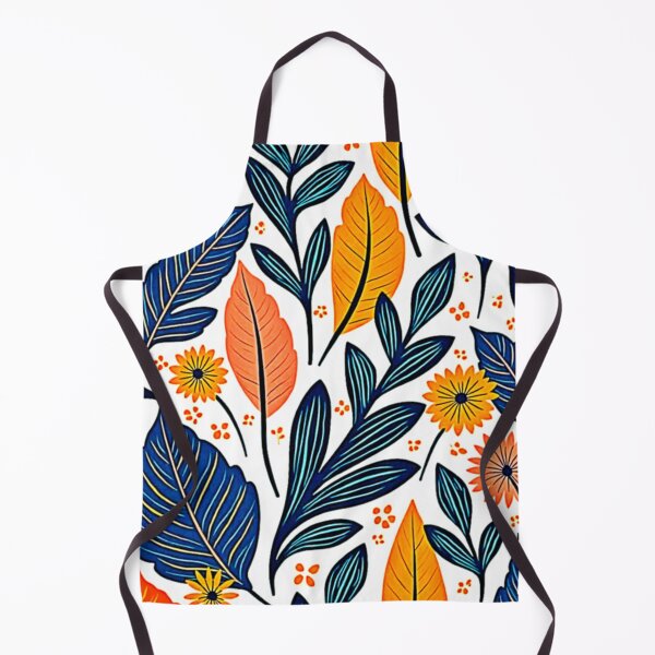 Item preview, Vibrant Botanical Leaf Pattern - Navy Blue and Burnt Orange Floral Art designed and sold by Health And Fitness Posts e-Store.