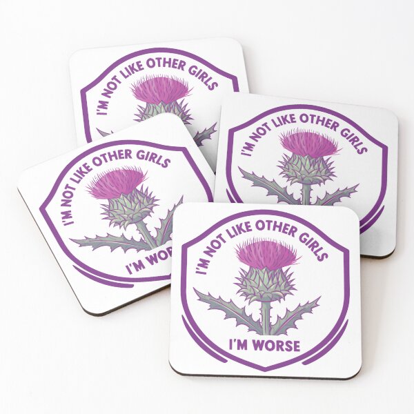 Item preview, I'm Not Like Other Girls I'm Worse Purple Thistle Crest designed and sold by SkeletonsDanger.