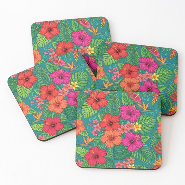 Item preview, Vibrant Tropical Hibiscus and Exotic Jungle Leaves designed and sold by DGtaLrtcom.