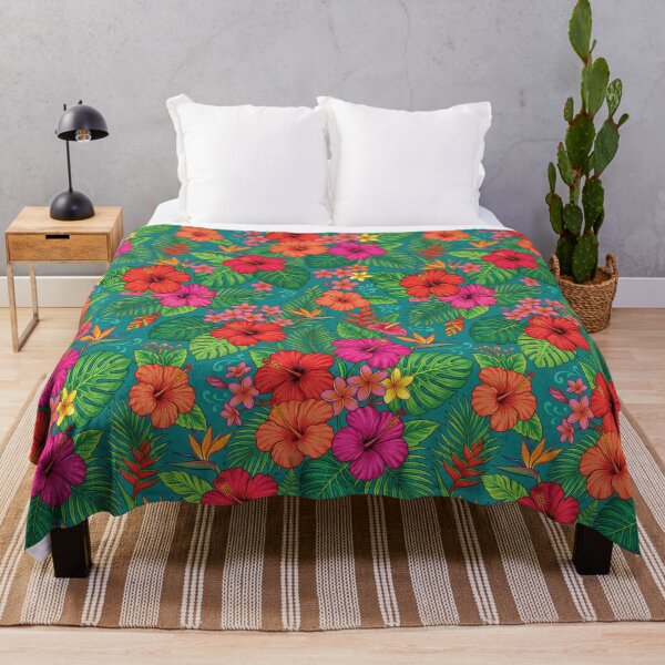 Item preview, Vibrant Tropical Hibiscus and Exotic Jungle Leaves designed and sold by DGtaLrtcom.