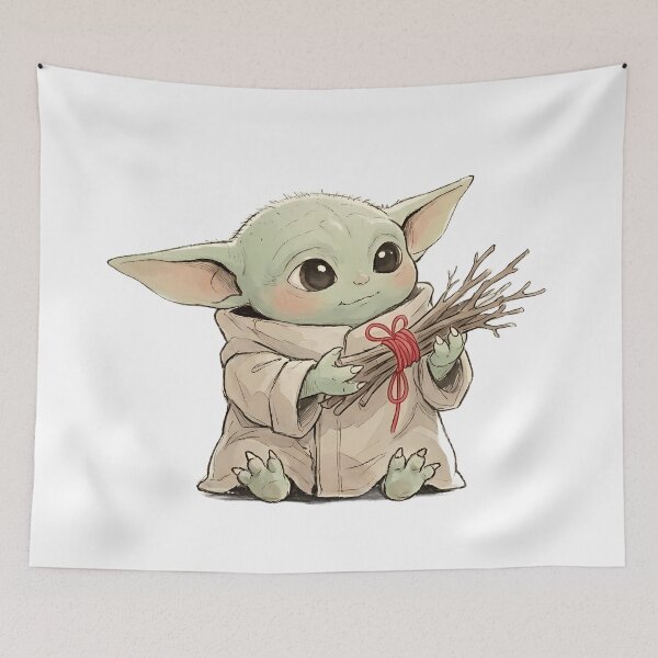 Item preview, BABY YODA WITH RED THREAD TWIGS designed and sold by LIS AND MELIVERSO.