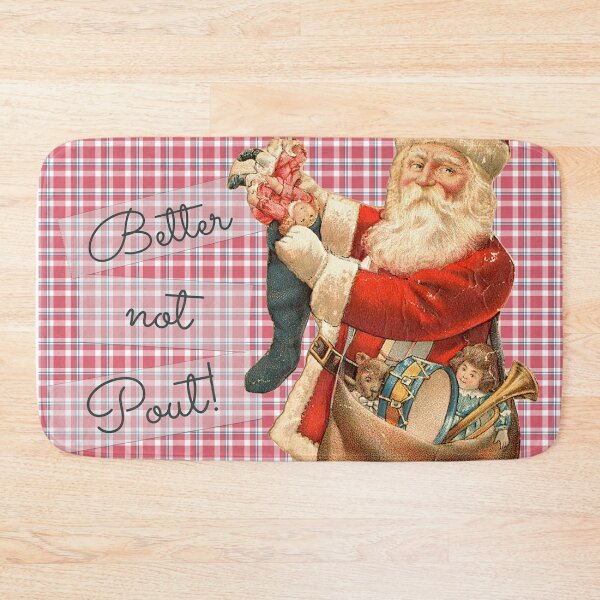 Item preview, Better Not Pout Vintage Santa Claus Red Plaid designed and sold by TheBohemianLark.
