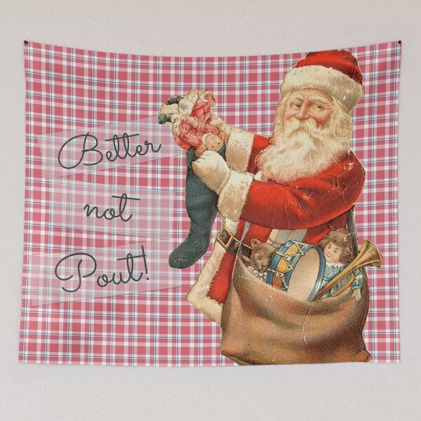 Item preview, Better Not Pout Vintage Santa Claus Red Plaid designed and sold by TheBohemianLark.