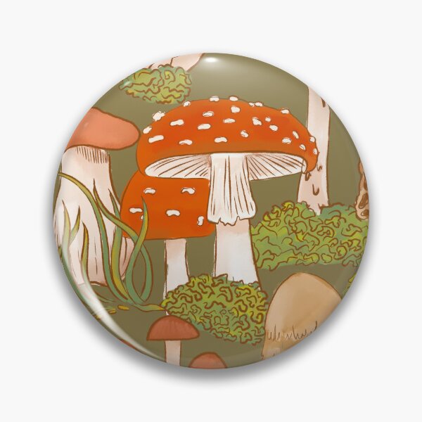 Item preview, Mushroom forest on Olive Green designed and sold by latheandquill.