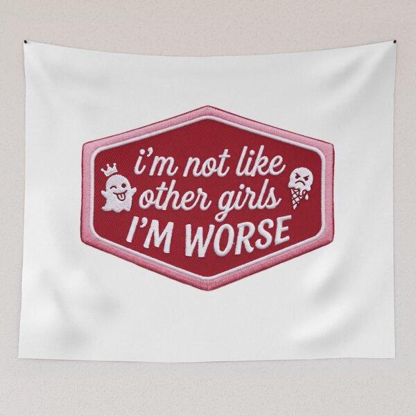 Item preview, I'm Not Like Other Girls I'm Worse Red Gothic Badge designed and sold by SkeletonsDanger.