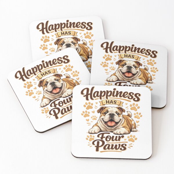 Item preview, Happiness Has Four Paws – Cute Bulldog Dog Lover Design designed and sold by JustViralShirts.