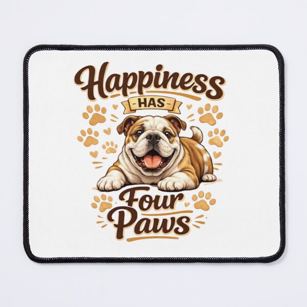Item preview, Happiness Has Four Paws – Cute Bulldog Dog Lover Design designed and sold by JustViralShirts.