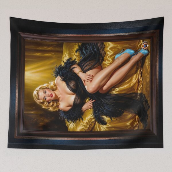 Item preview, Pin-Up Portrait Of Patti-Marie Martelson In Golden Reverie Captivating AI Concept Art by Xzendor7 designed and sold by Xzendor7 Digital Art Creations.