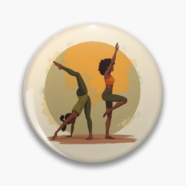 Item preview, Earth Tones Yoga - Two Women Practicing Oil Painting Art designed and sold by WowDezign.