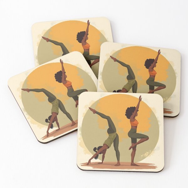 Item preview, Earth Tones Yoga - Two Women Practicing Oil Painting Art designed and sold by WowDezign.