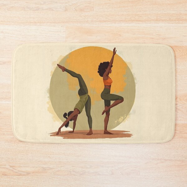 Item preview, Earth Tones Yoga - Two Women Practicing Oil Painting Art designed and sold by WowDezign.