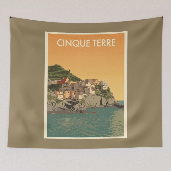 Item preview, Cinque Terre Vintage Poster | Italian Riviera Wall Art | Retro Italy Travel Print designed and sold by AM-little-shop.