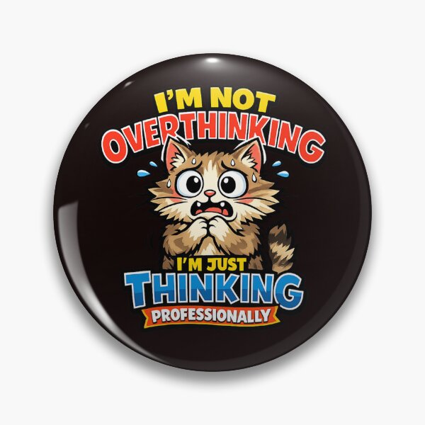 Item preview, Anxious Cat Overthinking Funny humor Design designed and sold by Chaotic Critters.