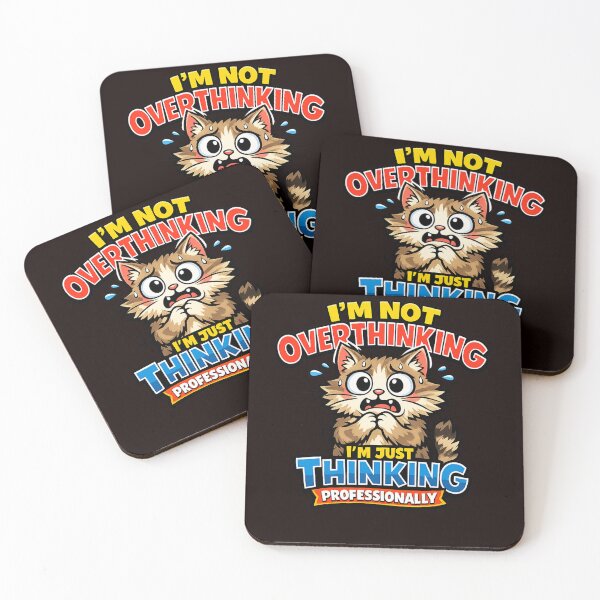 Item preview, Anxious Cat Overthinking Funny humor Design designed and sold by Chaotic Critters.