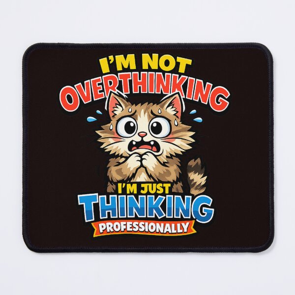 Item preview, Anxious Cat Overthinking Funny humor Design designed and sold by Chaotic Critters.