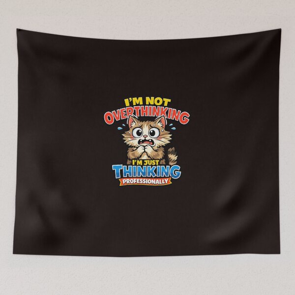 Item preview, Anxious Cat Overthinking Funny humor Design designed and sold by Chaotic Critters.