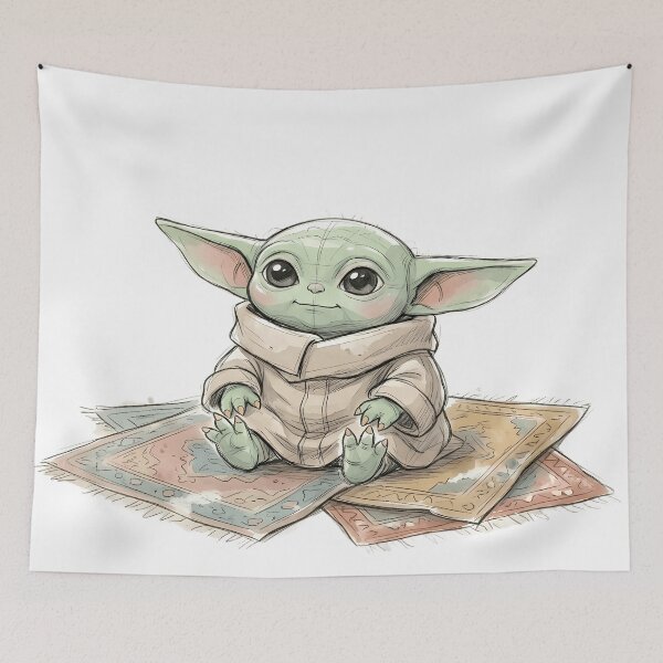 Item preview, BABY YODA WITH VINTAGE RUG designed and sold by LIS AND MELIVERSO.