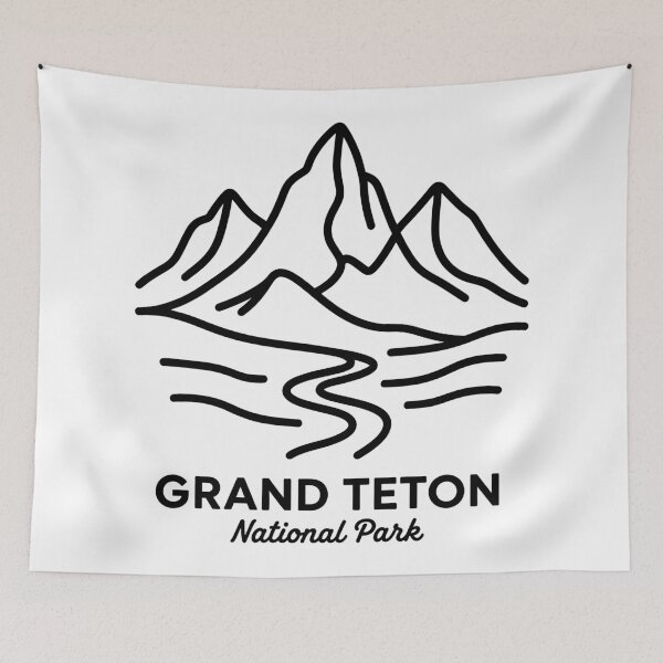 Item preview, Grand Teton National Park Line Art Illustration designed and sold by Stripe Wall Studio.