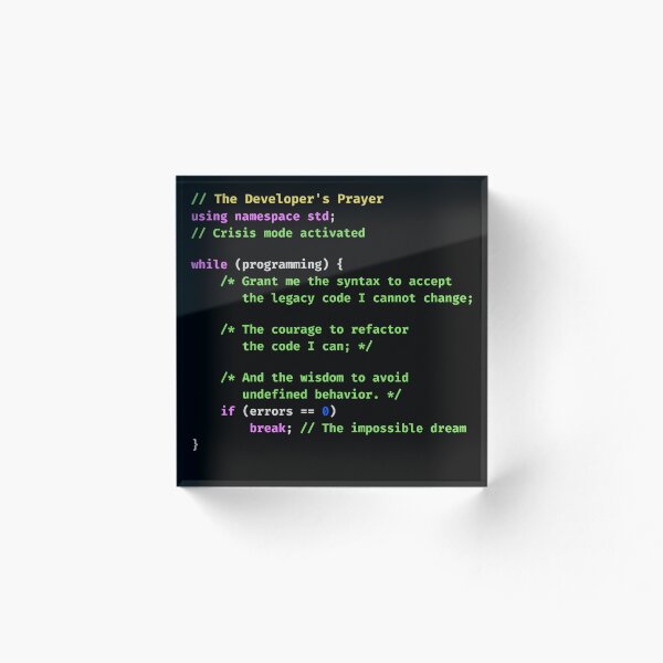 Aperçu de l'œuvre Prière humoristique du développeur programmeur, refactorisation de code hérité, humour d'ingénieur logiciel créée et vendue par LagomCreative.