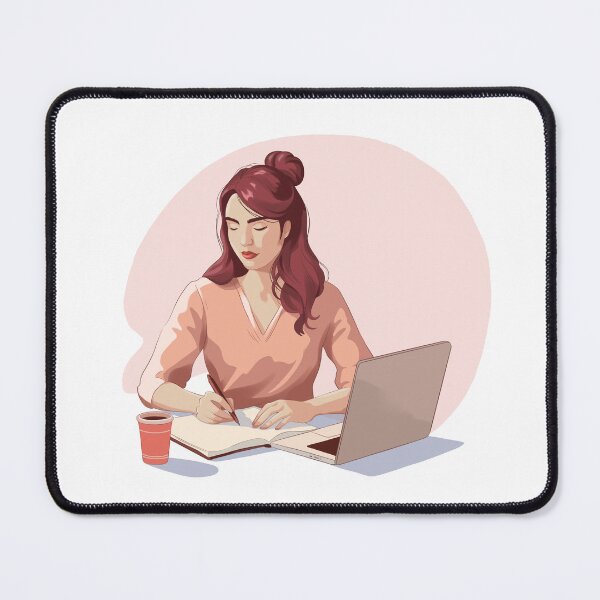 Item preview, Female freelancer studying and taking notes at workspace. designed and sold by Ms. Iryna.