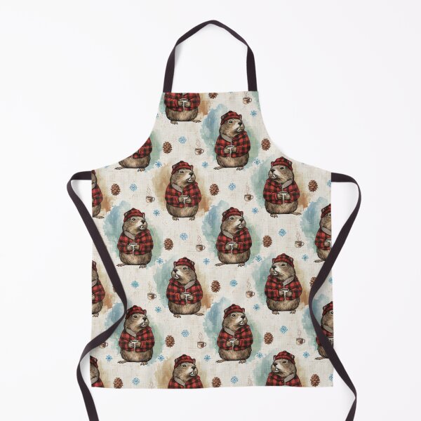 Item preview, Cozy Lumberjack Groundhog Drinking Coffee Rustic Woodland Winter Art designed and sold by Fabricbella.