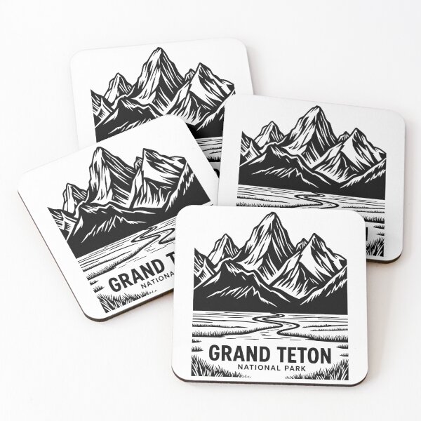Item preview, Grand Teton National Park Landscape Line Art Illustration designed and sold by Stripe Wall Studio.