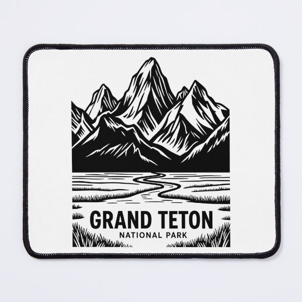 Item preview, Grand Teton National Park Landscape Line Art Illustration designed and sold by Stripe Wall Studio.