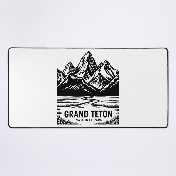 Item preview, Grand Teton National Park Landscape Line Art Illustration designed and sold by Stripe Wall Studio.