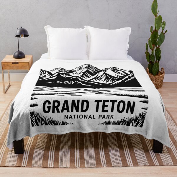 Item preview, Grand Teton National Park Landscape Line Art Illustration designed and sold by Stripe Wall Studio.